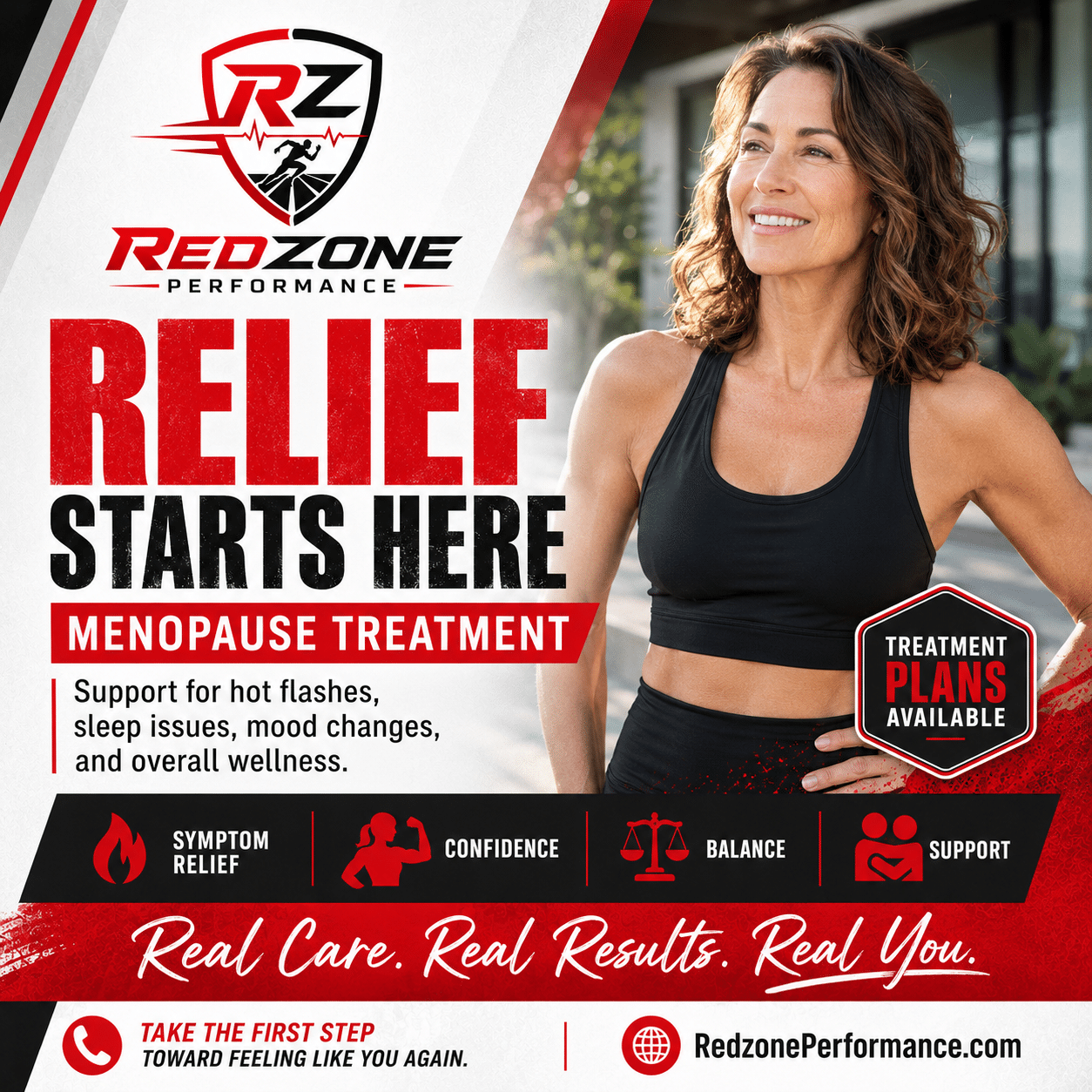 A woman looking revitalized and energetic while exercising outdoors, representing the benefits of balanced hormonal health.