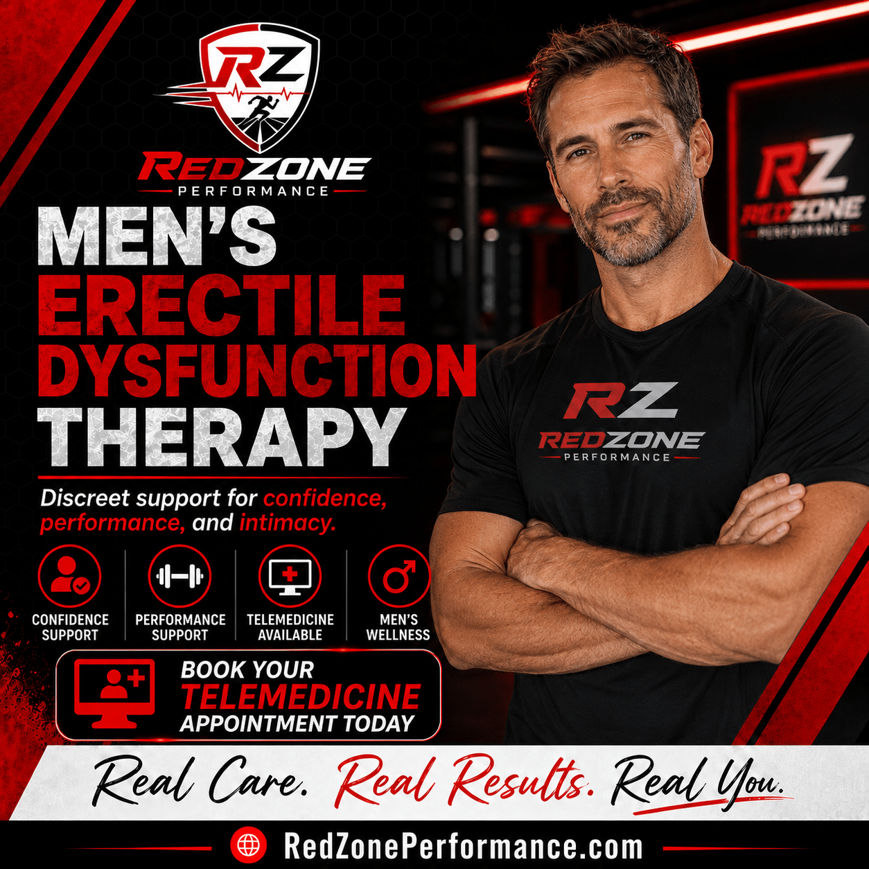 A proactive man clicking the book now button to take command of his physical performance and vascular health from home.