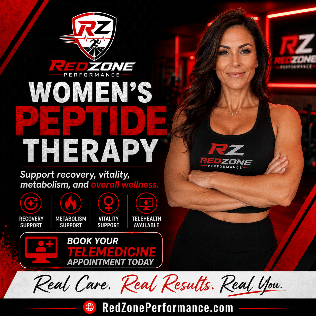 A vibrant woman clicking the book now button to start her personalized women’s peptide therapy journey online.