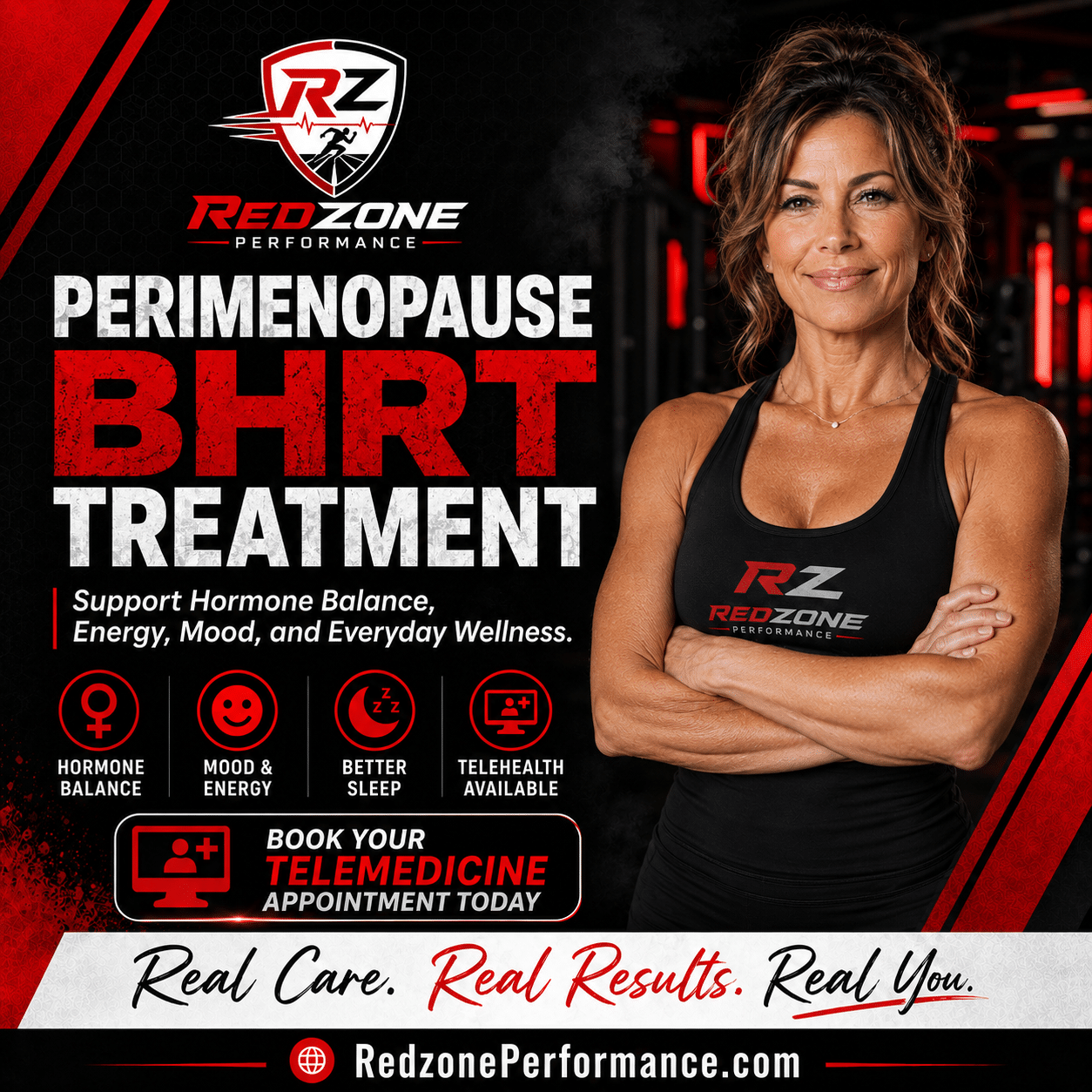 A rested, happy patient experiencing relief from perimenopause symptoms after starting her personalized bioidentical hormone protocol.