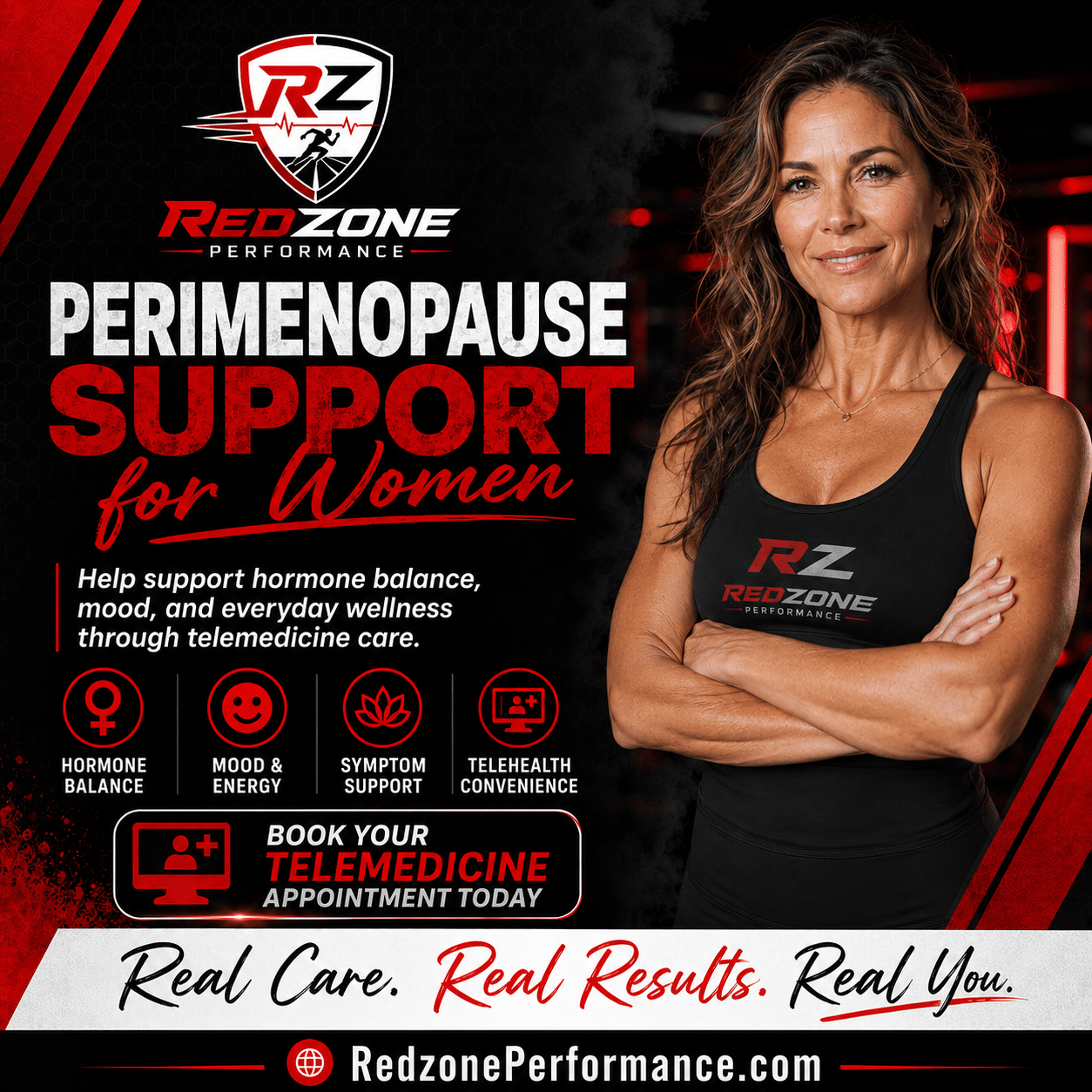 A happy woman finding relief from perimenopausal night sweats by starting a custom medical wellness plan.